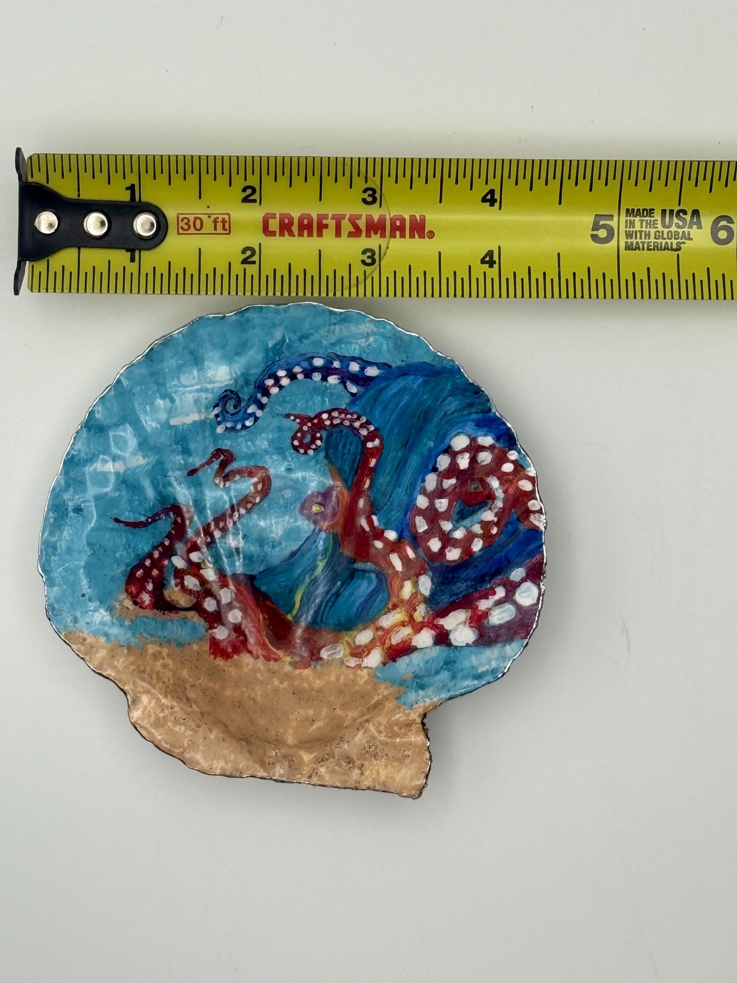 Hand-Painted Scallop Shell – Octopus & Ocean Scene